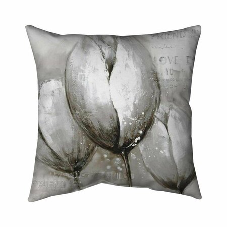 BEGIN HOME DECOR 20 x 20 in. Three White Tulips-Double Sided Print Indoor Pillow 5541-2020-FL46-1